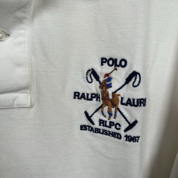 VTG Ralph Lauren Polo Shirt Men's Size XL White Crest RLPC Embroidered Pony 90s - Picture 2 of 7